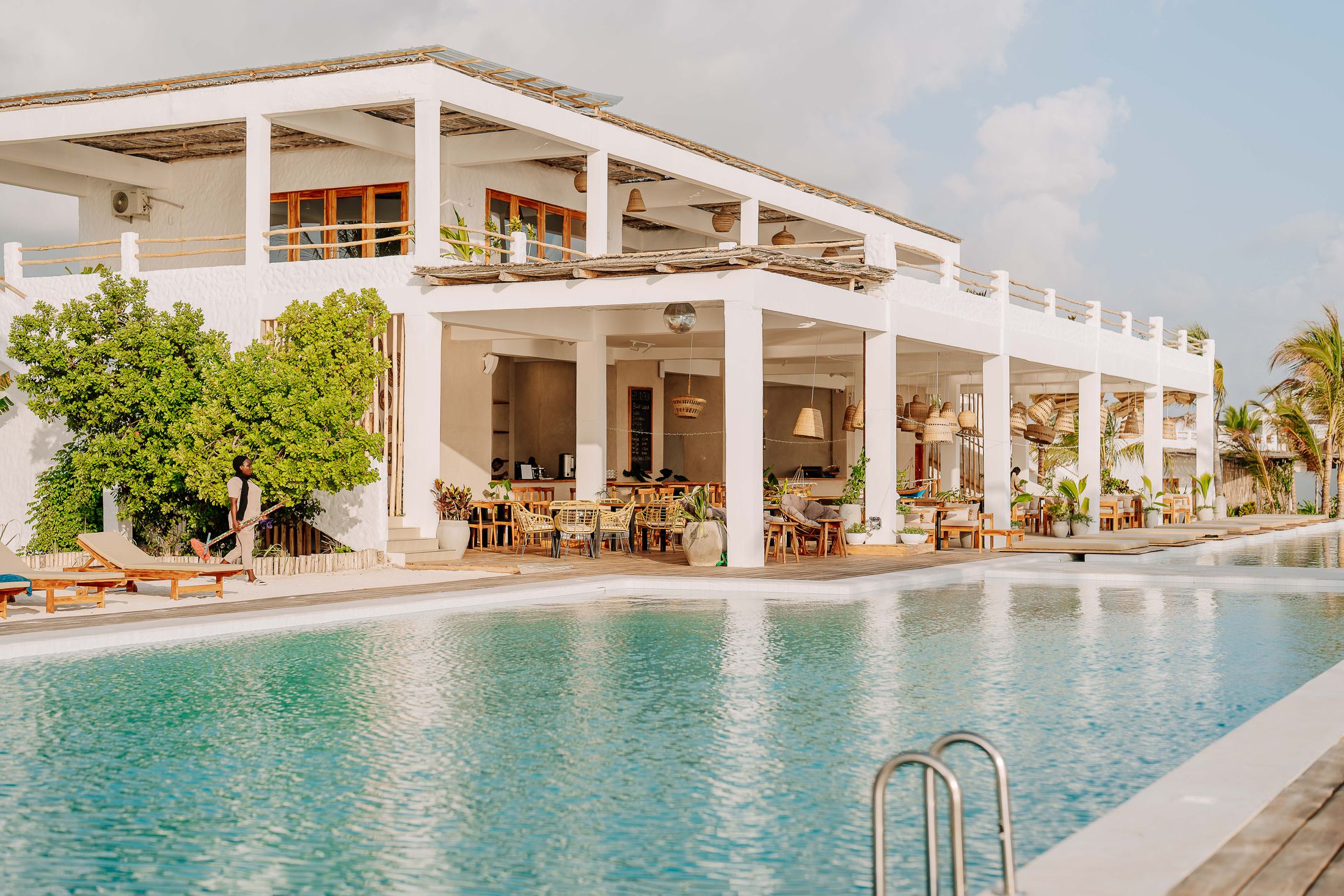 Modern family-friendly beachfront resort with pool and ocean views