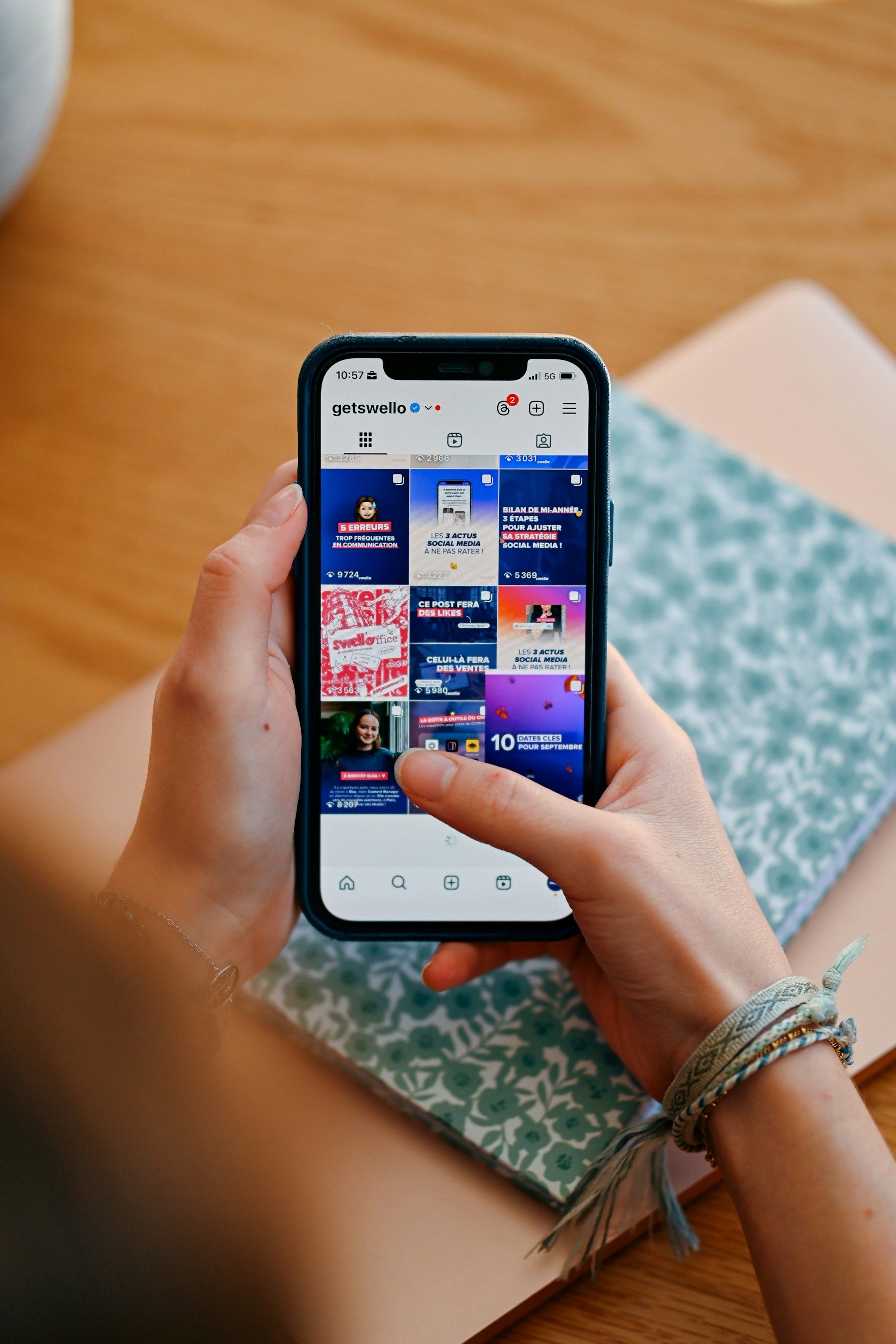 Engaging branded social media content displayed on a smartphone